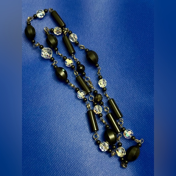 Vintage Black and Silver Crystal Necklace - Picture 1 of 1